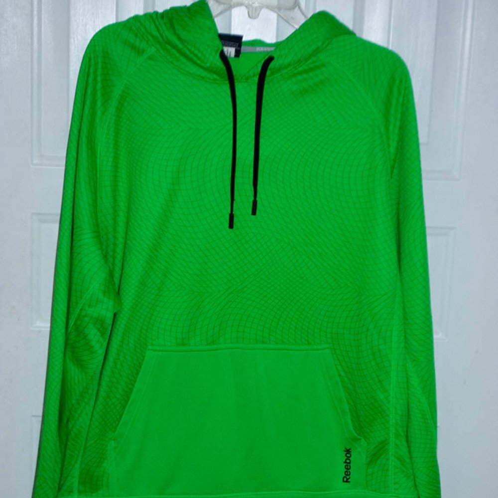 Reebok Playwarm Hoodie Men's Size L Neon Green Pullover Activewear